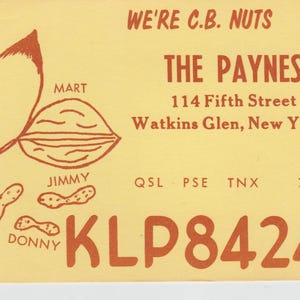 Watkins Glen NY Drei 1960er Jahre CB Radio Postkarten Payne Schouten und Cummings Families