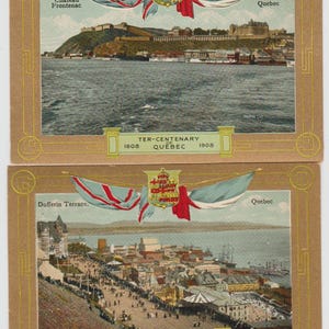 Ter Centenary of Quebec Canada Two 1908 Postcards