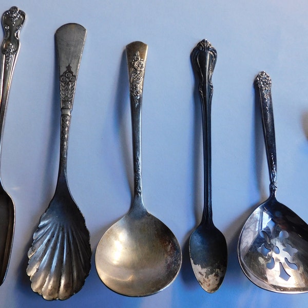 Vintage Silver Plate Six Small and Unusual Spoons