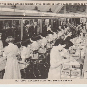1934 Century Of Fortschritt Canadian Club Whisky and Walgreens Werbekarte Postkartengröße