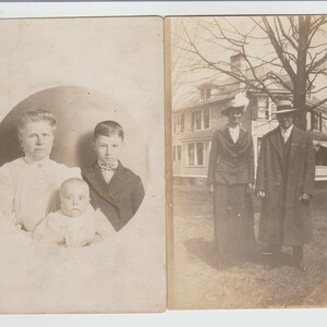 Zwei frühe 1900er Jahre RPPC namens Mansfield Pa Mable Barrett und Jane Meyers