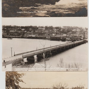 Weihnachten Cove Me Harrington House Cabins Harrington Maine und Gedenkbrücke von East Beltz Maine Me 1930er Jahre RPPC Postkarten