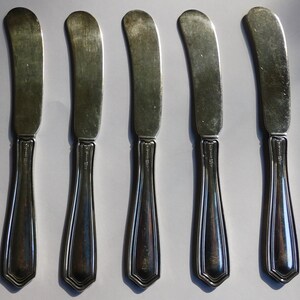 Patent 1912 Five Elmwood EP Silver Plated Butter Knives