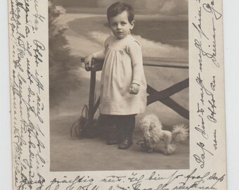 Early 1900s Two Germany RPPC Postcards One has Dog Or Dog Like Toy 1905 1907