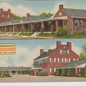Carte postale type lin George Washington Motor Court Fredericksburg années 1950 Curteich