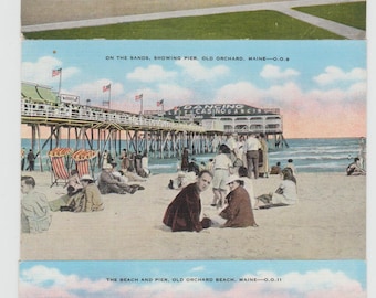 Old Orchard Beach Maine Trois cartes postales des années 40