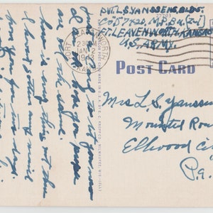 World War Two Soldier&#39;s Free Mail To Elmwood City Pa Three Postcards Two From MP at Leavenworth