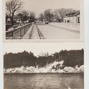 Arnprior (Ontario) Canada Madawaska River Bridge et maison d'Alexander Graham Bell Baddeck Nouvelle-Écosse 1940 Carte Postale RPPC