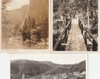 Californie Trois cartes postales RPPC El Capitan Big Tree Inn La Honda Scottys Castle Vallée de la mort