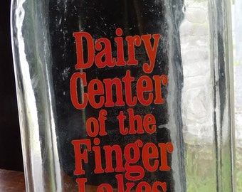 1960s Dairy Center At The Finger Lakes Square Quart Milt Bottle