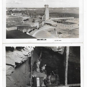 Quatro cartões postais da RPPC da década de 1940 Quebec Canadá Minas Sigma Minas Sullivan Bourlamaque Sladen Minas Marlartic