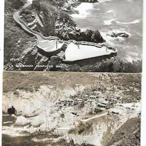 Cartões postais Acapulco México La Quebrada e Hotel Mirador 1940 RPPC