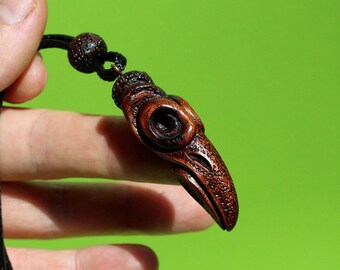 Wooden raven necklace. Celtic raven head pendant for men. 5 year anniversary gift for him.