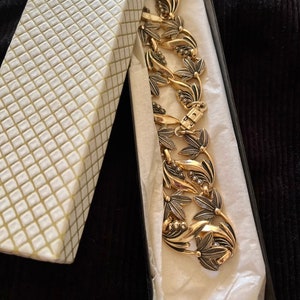 Vintage Mid Century Gold Ton Blatt Design Choker Halskette