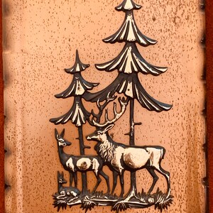 Dekorative Vintage Kupfer Wand hängen Deer im Wald