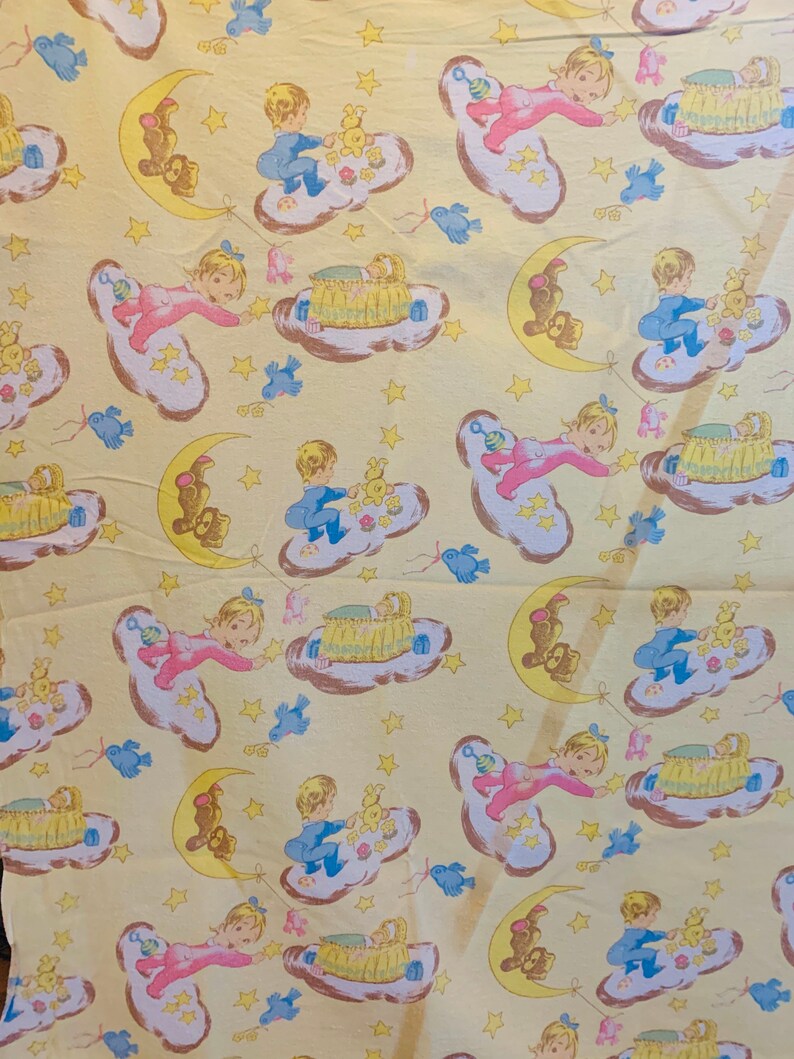 Vintage Flannelette Flat Sheet for Baby Cot Etsy