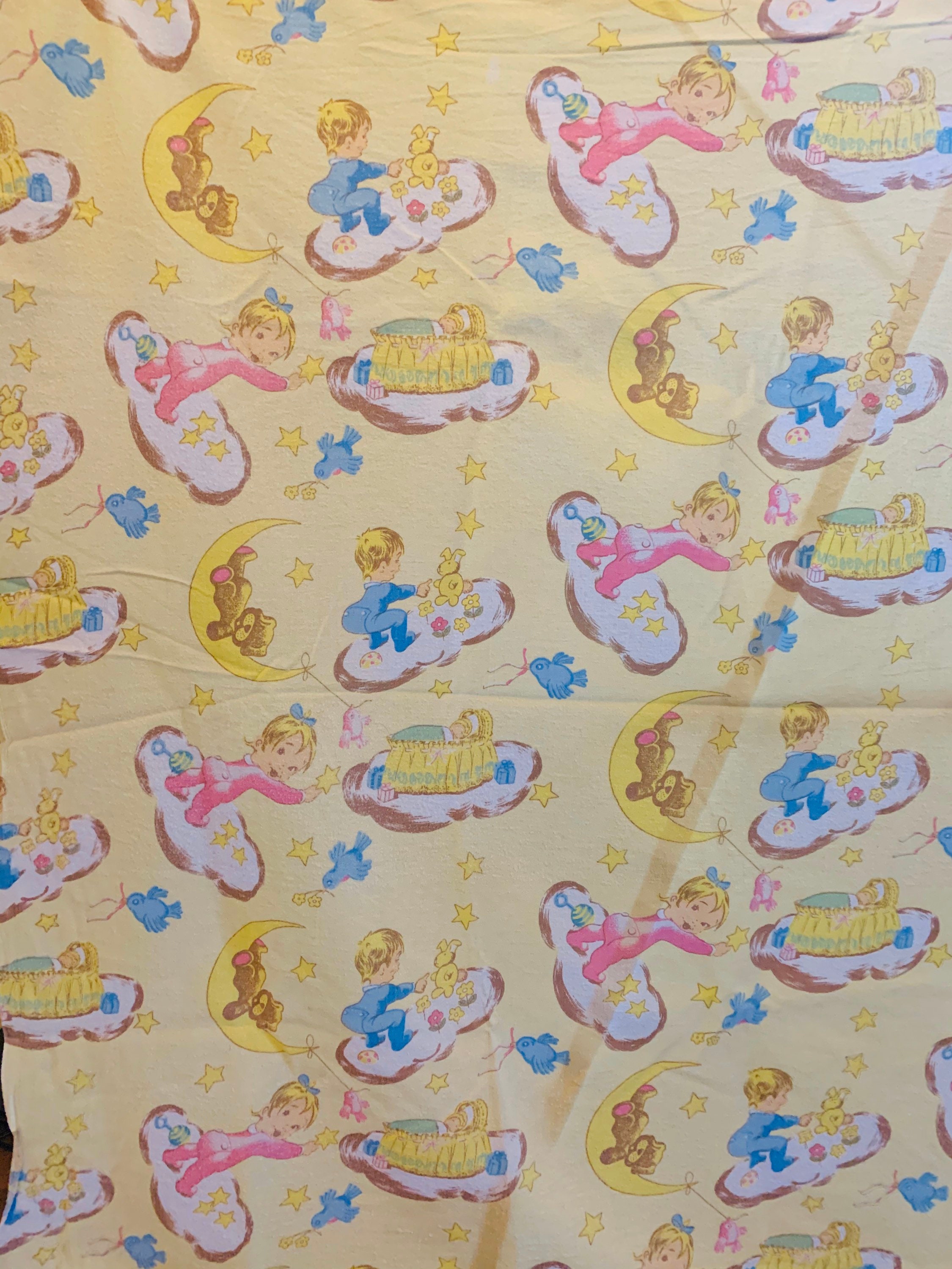 Vintage Flannelette Flat Sheet for Baby Cot Etsy