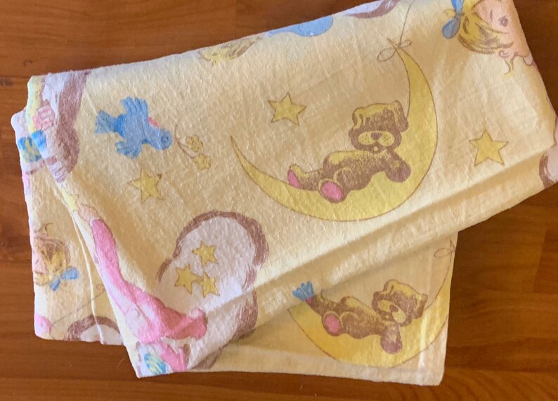 Vintage Flannelette Flat Sheet for Baby Cot Etsy