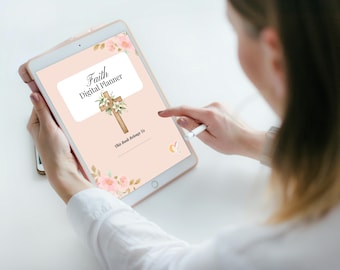 Christian Faith Digital Planner | 44-Page Hyperlinked Bible Study, Prayer Journal, Gratitude Devotional Planner