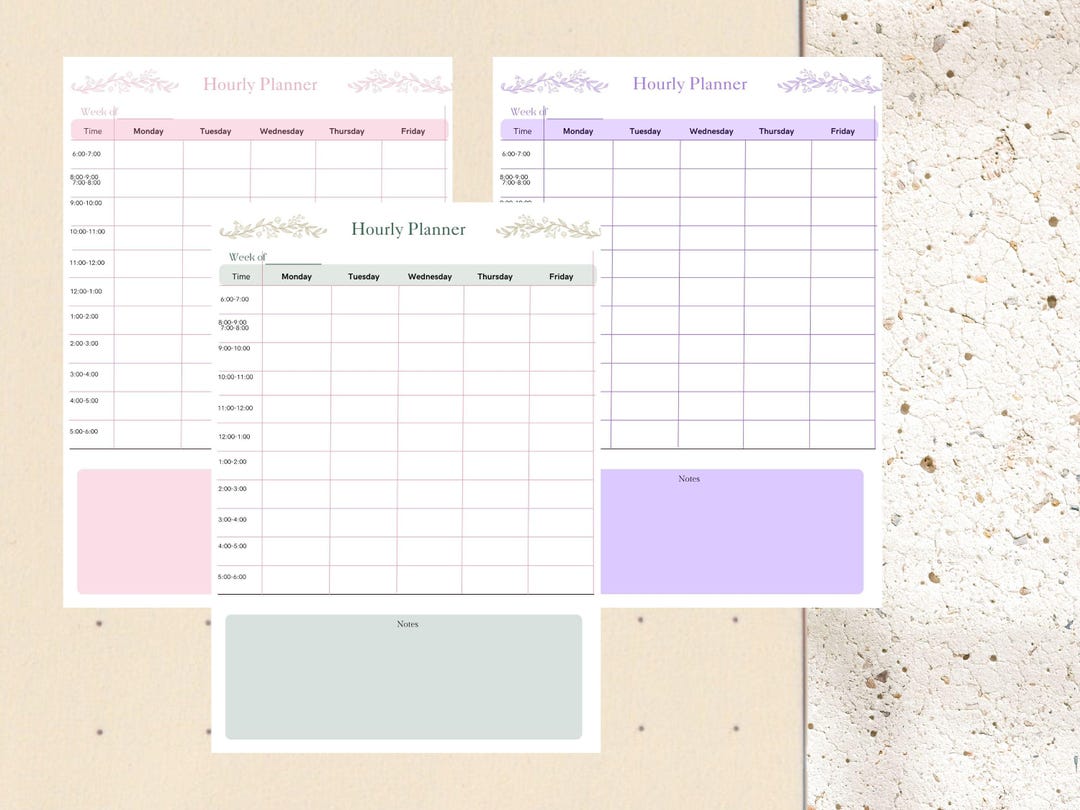 Pastel Hourly Daily Planner Printable: 6 AM - 6 PM Schedule (A4/US ...