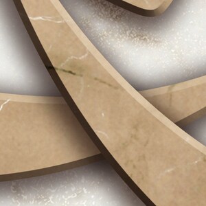 May include: Abstract geometric design with overlapping shapes in shades of brown and white. The design has a textured, marbled look.