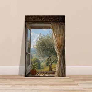 A Palestinian Window of Hope: Islamic Art and the Majestic Olive Tree - Aluminum Print
