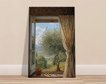 A Palestinian Window of Hope: Islamic Art and the Majestic Olive Tree - Aluminum Print