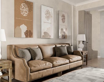 Islamic Triptych Canvas Art – Dhikr Dua Sujood – Arabic Calligraphy Muslim Home Gift