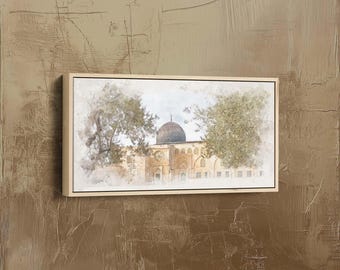 Al Aqsa Mosque Framed Print: Watercolor Islamic Home Decor