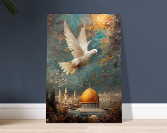 Hope Takes Flight: Palestine Dome of the Rock Wall Art - Aluminum Print