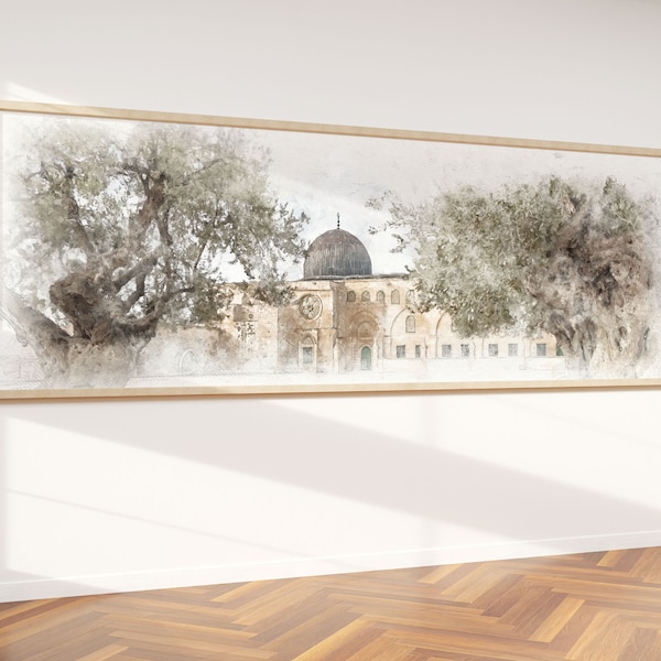Limited Edition Palestine Wall Art: Al-Aqsa Mosque with Olive Trees