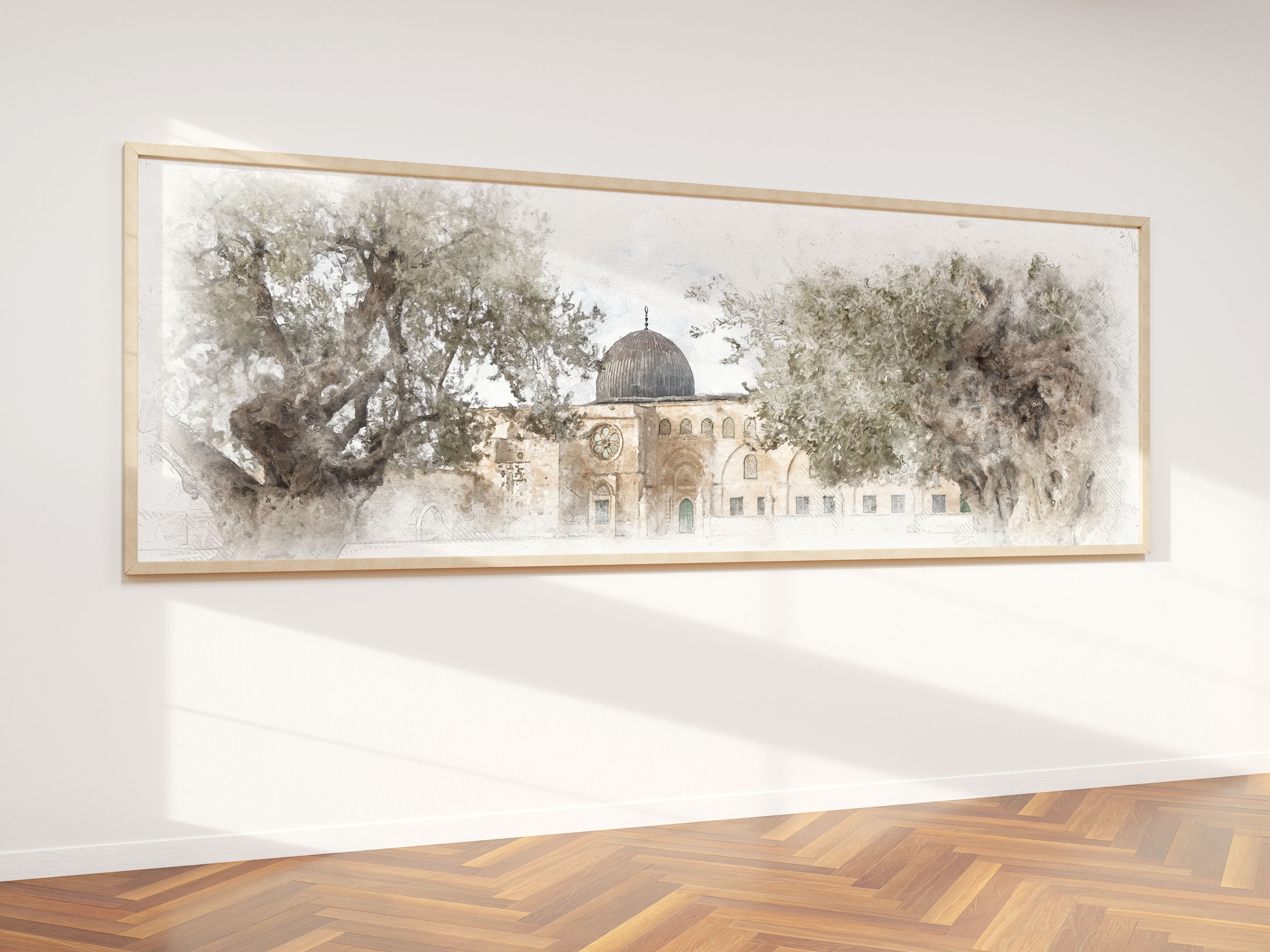 Limited Edition Palestine Wall Art: Al-Aqsa Mosque with Olive Trees