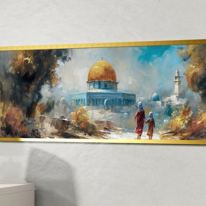 Chronicles of Palestine: The Radiant Golden Dome Masjid in Jerusalem | Islamic Wall Art - Islamic Gifts