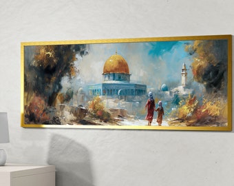 Chronicles of Palestine: The Radiant Golden Dome Masjid in Jerusalem | Islamic Wall Art - Islamic Gifts