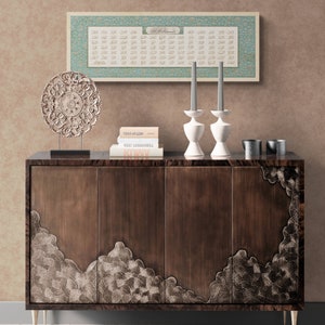 Islamic Calligraphy Artwork: The 99 Names of Allah (Asmaul Husna) - Warm Ramadan Decor (2024)