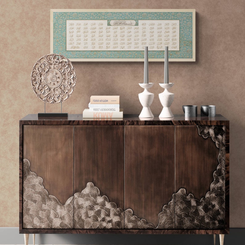Islamic Calligraphy Artwork: The 99 Names of Allah (Asmaul Husna) - Warm Ramadan Decor (2024)