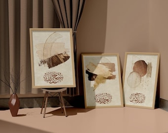 Modern arabisk kalligrafi Tasbih Art Set - Allahu Akbar, Alhamdulillah, Subhanallah Prints