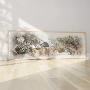 Limited Edition Palestine Wall Art: Al-Aqsa Mosque with Olive Trees