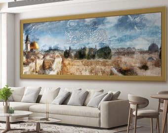 Al Aqsa & Dome of the Rock Mosque Art: Palestinian Islamic Canvas Print