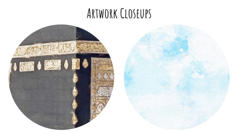 Close-up of Kaaba details in Islamic Wall Art Print - Limited Edition Muslim Decor