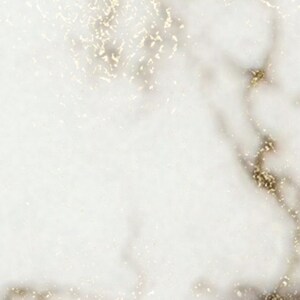 May include: White marble background with subtle gold flecks and a gray veined pattern.