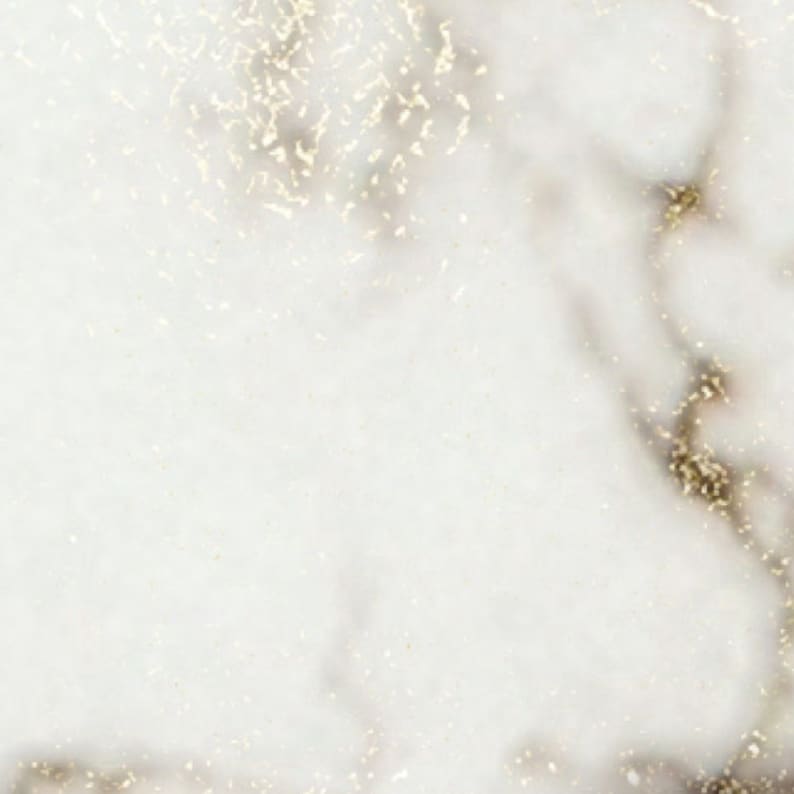 May include: White marble background with subtle gold flecks and a gray veined pattern.
