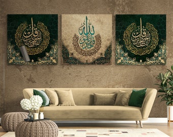 3 Quls-ISLAMIC WALL ART for living room | Nas, Falaq, Ikhlas canvas Print
