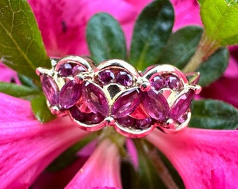 Vintage Samuel Aaron Blue and White Sapphire Oval 3 Stone Ring in