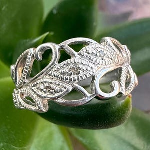 Vintage, Sterling Silver, 925 Diamond Ring, Size 8, 3.3 Grams
