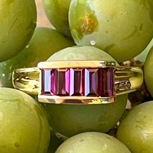 Vintage, 14K Gold, 585 Yellow Gold, Ruby Ring, Ring Size 8, 6.7 Grams
