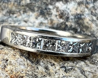 Vintage, 14K Gold, Diamond Band, White Gold, Ring Size 6 1/2, 3.55 Grams