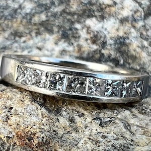 Vintage, 14K Gold, Diamond Band, White Gold, Ring Size 6 1/2, 3.55 Grams