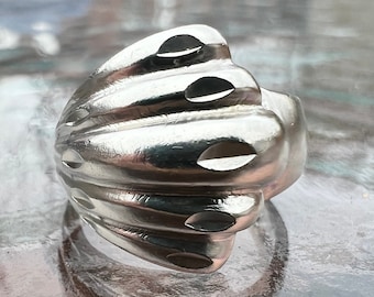 Vintage, Sterling Silver, Wave, Etched Ring, Size 6 1/4, 5 Grams