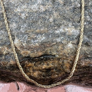 Vintage 14K Gold Twisted Rope Chain Necklace, 18&quot; Long, 3.55 Grams